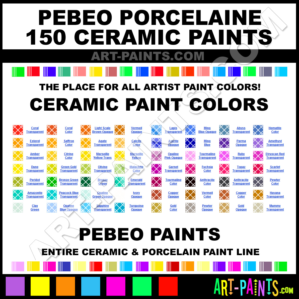 Porcelaine Paint Information and colour chart Page from Studio Arts
